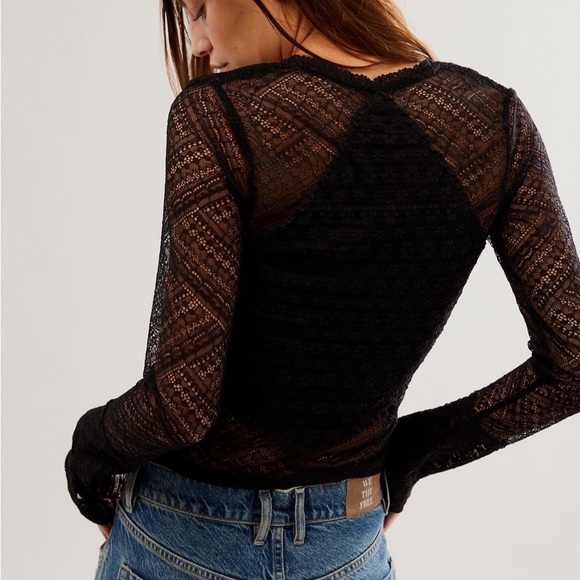 Free people lace square neck top - Picture 2 of 3